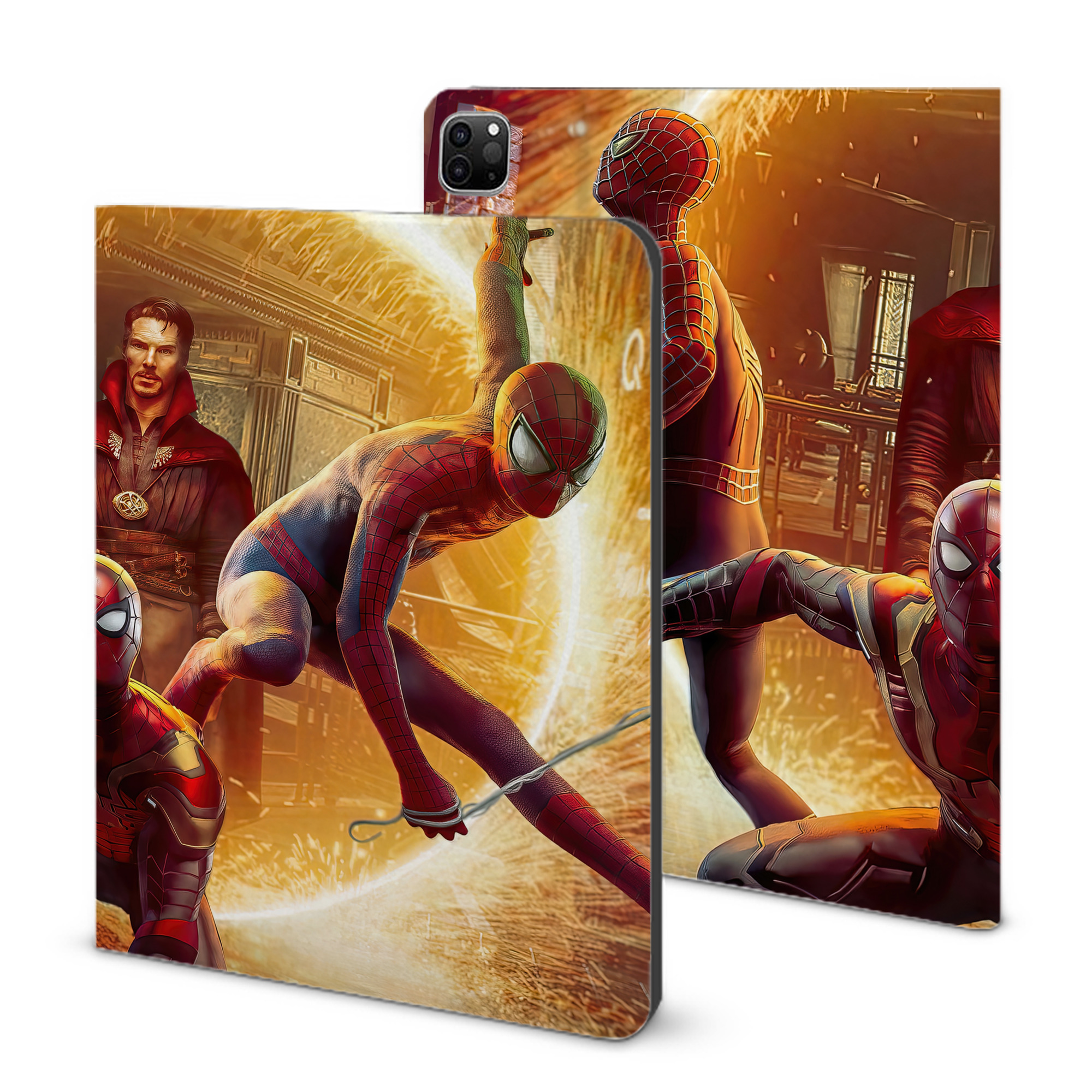 （画像用） Spider Man スパイダーマン IPad ケース ブック型 PUレザー TPU 耐衝撃 軽量 薄型 ペン収納なし 全面保護 IPad 各モデル対応